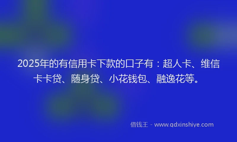 2025年的有信用卡下款的口子有：超人卡、维信卡卡贷、随身贷、小花钱包、融逸花等。
