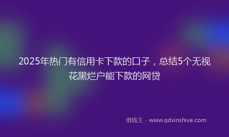2025年热门有信用卡下款的口子，总结5个无视花黑烂户能下款的网贷