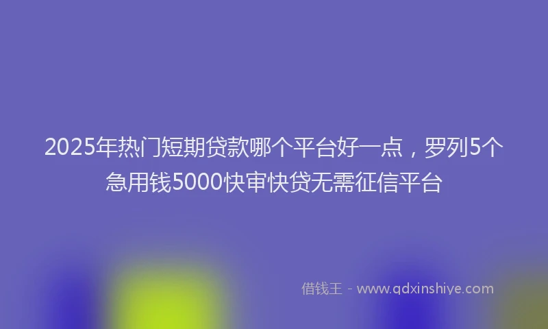 2025年热门短期贷款哪个平台好一点，罗列5个急用钱5000快审快贷无需征信平台