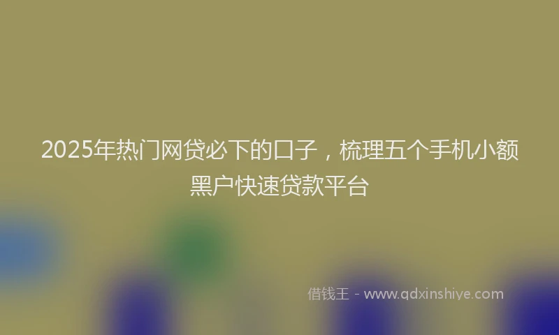 2025年热门网贷必下的口子，梳理五个手机小额黑户快速贷款平台