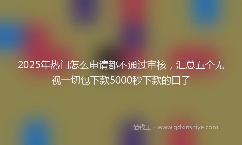 2025年热门怎么申请都不通过审核，汇总五个无视一切包下款5000秒下款的口子