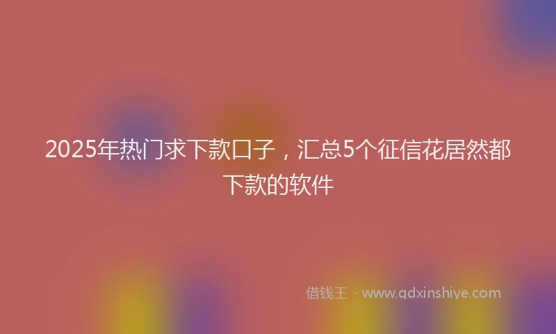 2025年热门求下款口子，汇总5个征信花居然都下款的软件