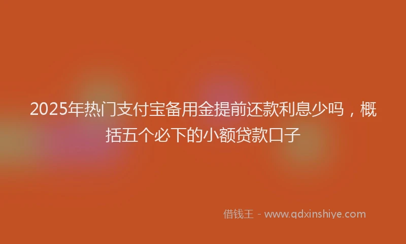 2025年热门支付宝备用金提前还款利息少吗，概括五个必下的小额贷款口子