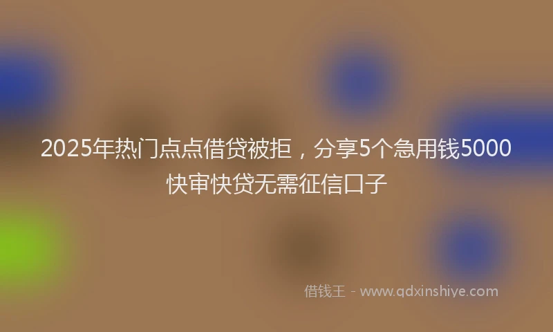 2025年热门点点借贷被拒，分享5个急用钱5000快审快贷无需征信口子