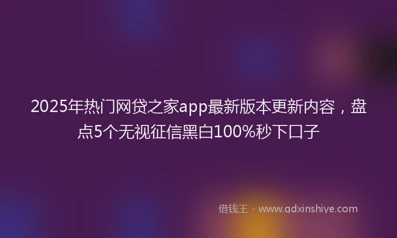 2025年热门网贷之家app最新版本更新内容，盘点5个无视征信黑白100%秒下口子