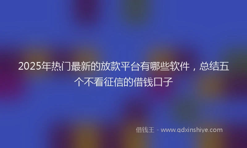 2025年热门最新的放款平台有哪些软件，总结五个不看征信的借钱口子