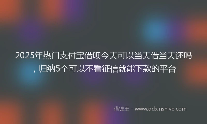 2025年热门支付宝借呗今天可以当天借当天还吗，归纳5个可以不看征信就能下款的平台