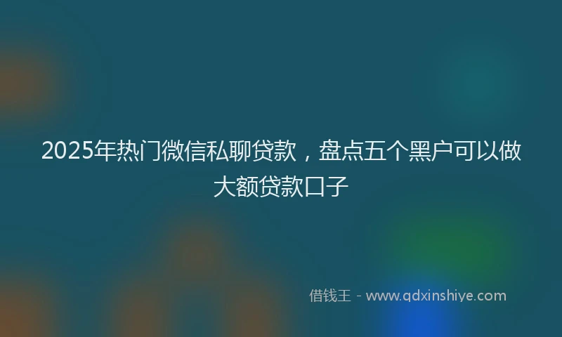 2025年热门微信私聊贷款，盘点五个黑户可以做大额贷款口子