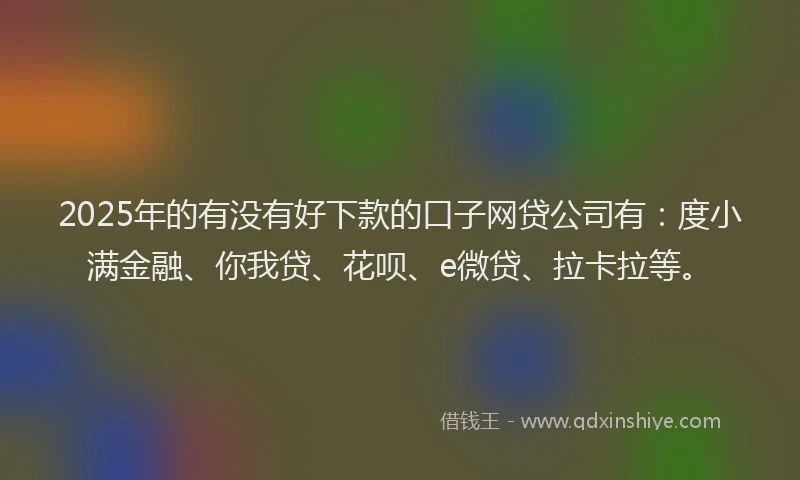 2025年的有没有好下款的口子网贷公司有：度小满金融、你我贷、花呗、e微贷、拉卡拉等。