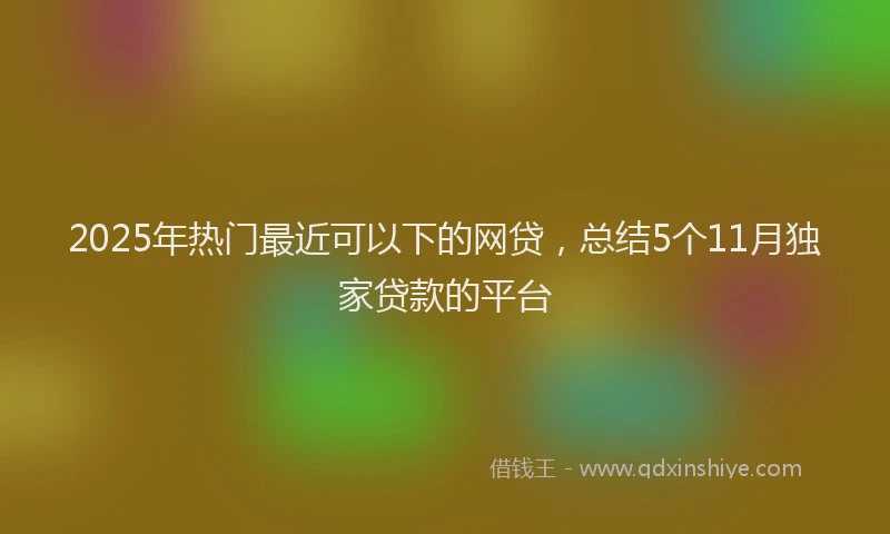 2025年热门最近可以下的网贷，总结5个11月独家贷款的平台