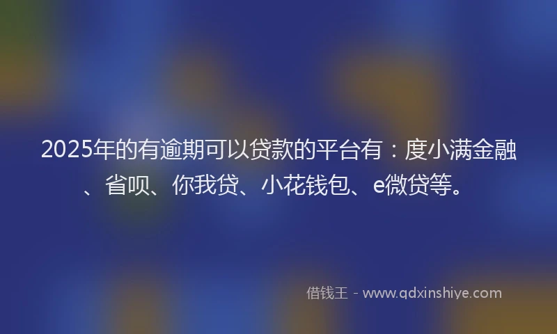 2025年的有逾期可以贷款的平台有：度小满金融、省呗、你我贷、小花钱包、e微贷等。