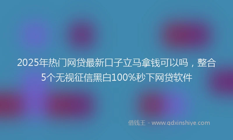 2025年热门网贷最新口子立马拿钱可以吗，整合5个无视征信黑白100%秒下网贷软件