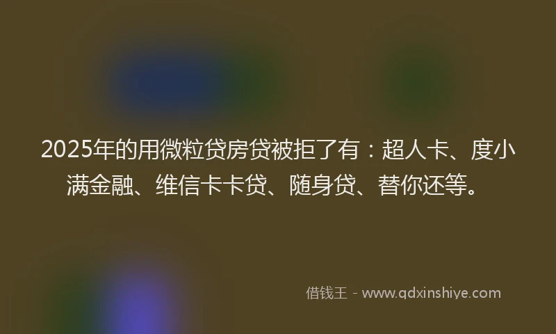 2025年的用微粒贷房贷被拒了有：超人卡、度小满金融、维信卡卡贷、随身贷、替你还等。