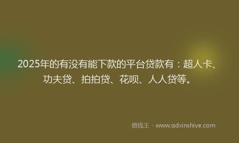 2025年的有没有能下款的平台贷款有：超人卡、功夫贷、拍拍贷、花呗、人人贷等。
