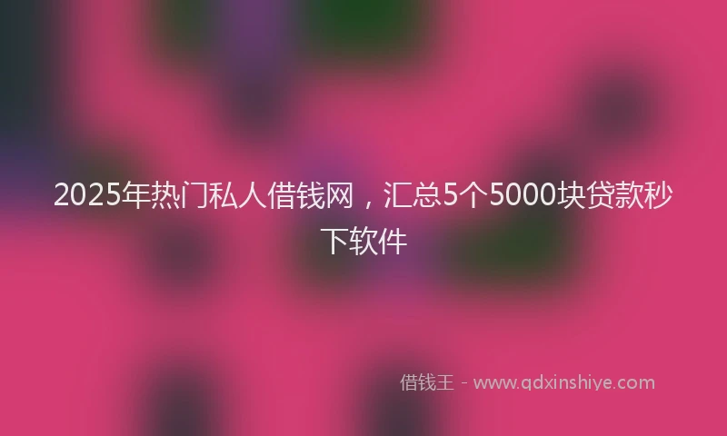 2025年热门私人借钱网，汇总5个5000块贷款秒下软件