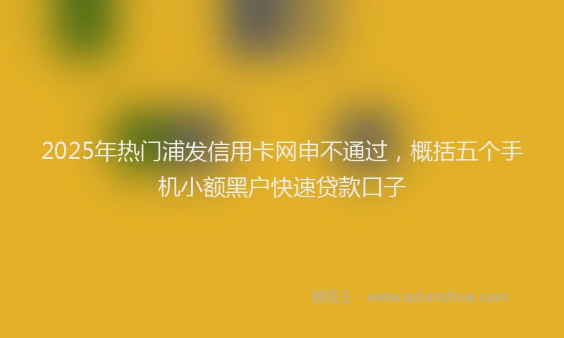2025年热门浦发信用卡网申不通过，概括五个手机小额黑户快速贷款口子