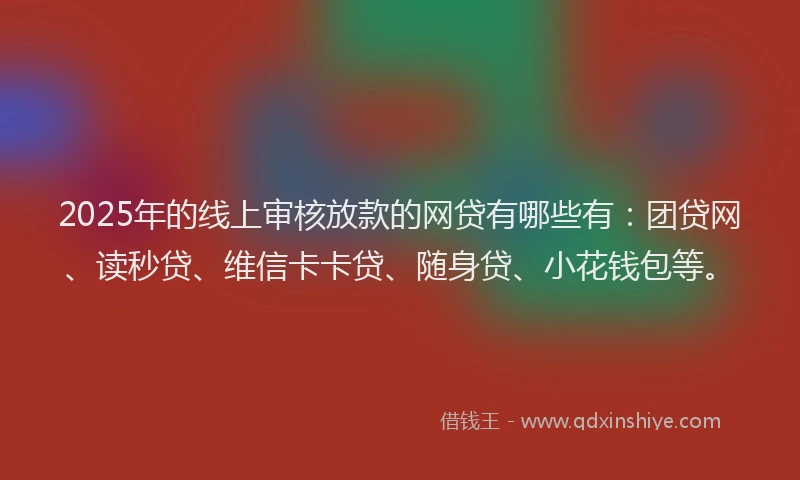 2025年的线上审核放款的网贷有哪些有：团贷网、读秒贷、维信卡卡贷、随身贷、小花钱包等。