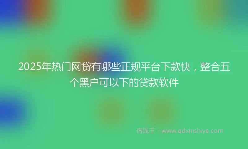 2025年热门网贷有哪些正规平台下款快，整合五个黑户可以下的贷款软件