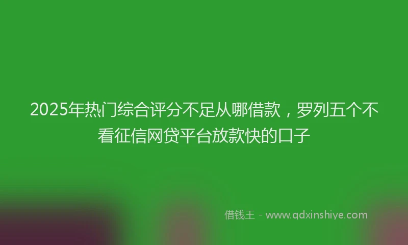 2025年热门综合评分不足从哪借款，罗列五个不看征信网贷平台放款快的口子