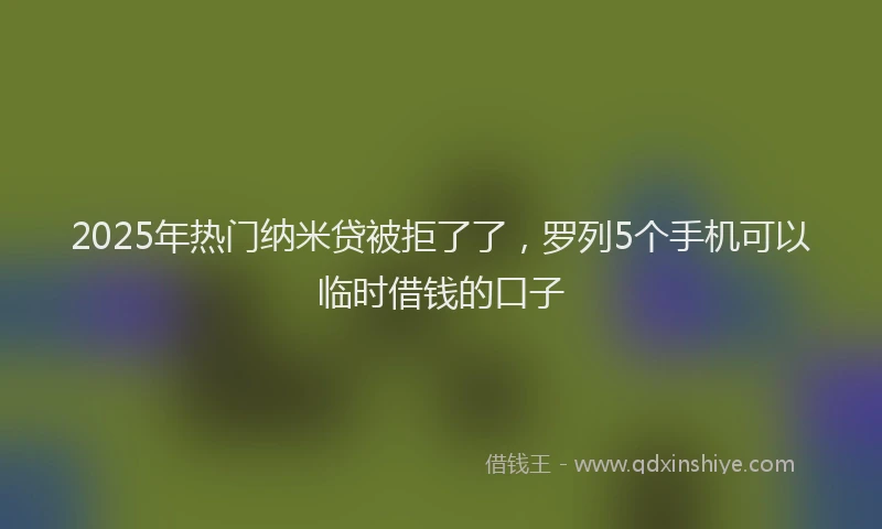 2025年热门纳米贷被拒了了，罗列5个手机可以临时借钱的口子