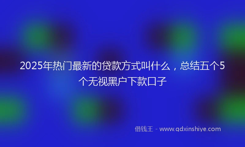 2025年热门最新的贷款方式叫什么，总结五个5个无视黑户下款口子