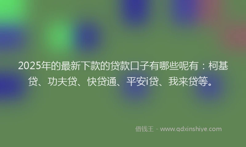 2025年的最新下款的贷款口子有哪些呢有：柯基贷、功夫贷、快贷通、平安i贷、我来贷等。
