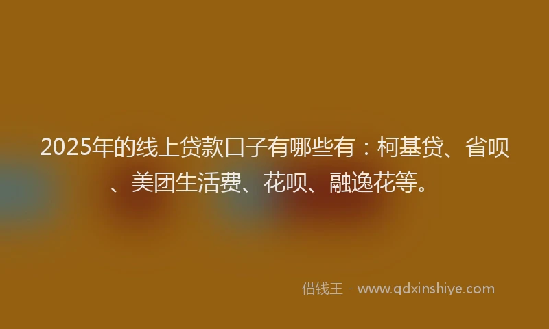 2025年的线上贷款口子有哪些有：柯基贷、省呗、美团生活费、花呗、融逸花等。