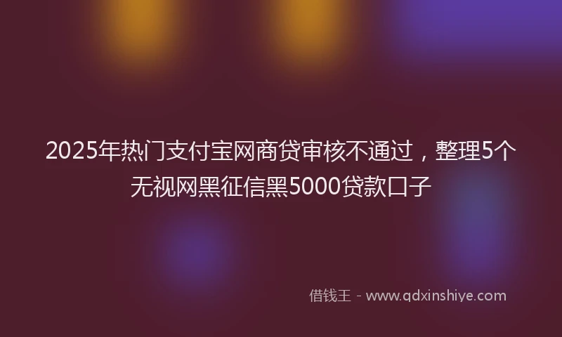 2025年热门支付宝网商贷审核不通过，整理5个无视网黑征信黑5000贷款口子