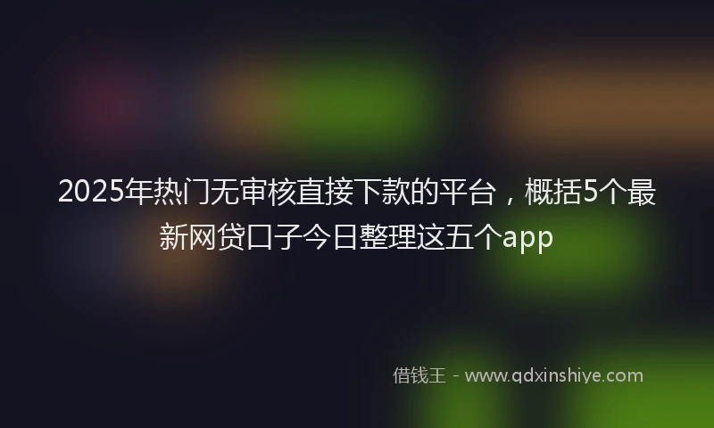 2025年热门无审核直接下款的平台，概括5个最新网贷口子今日整理这五个app