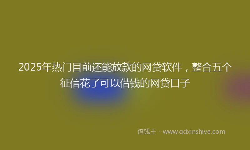 2025年热门目前还能放款的网贷软件，整合五个征信花了可以借钱的网贷口子