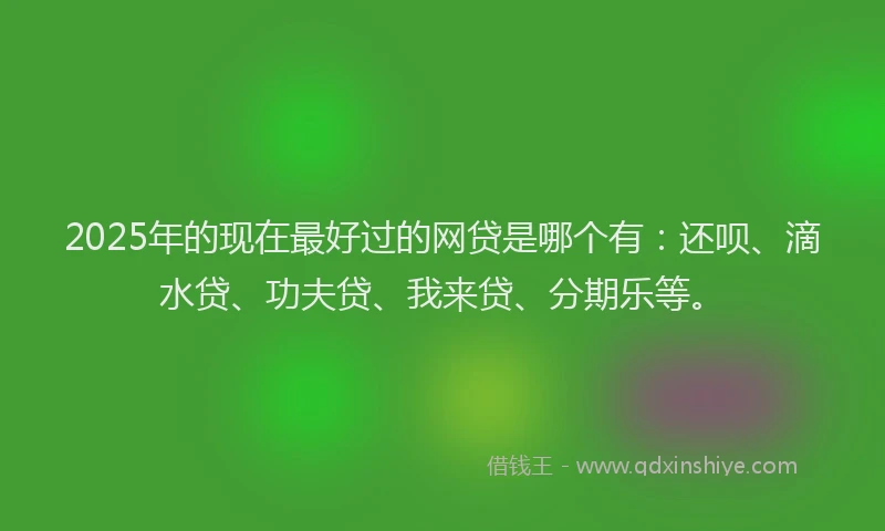 2025年的现在最好过的网贷是哪个有：还呗、滴水贷、功夫贷、我来贷、分期乐等。