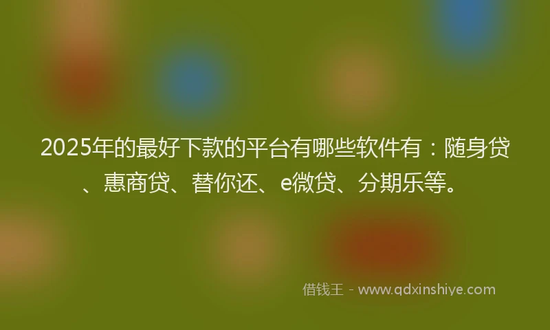 2025年的最好下款的平台有哪些软件有：随身贷、惠商贷、替你还、e微贷、分期乐等。