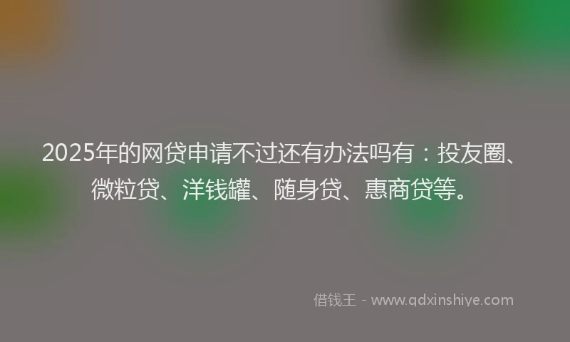 2025年的网贷申请不过还有办法吗有：投友圈、微粒贷、洋钱罐、随身贷、惠商贷等。