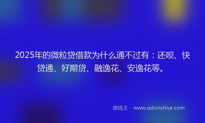 2025年的微粒贷借款为什么通不过有：还呗、快贷通、好期贷、融逸花、安逸花等。