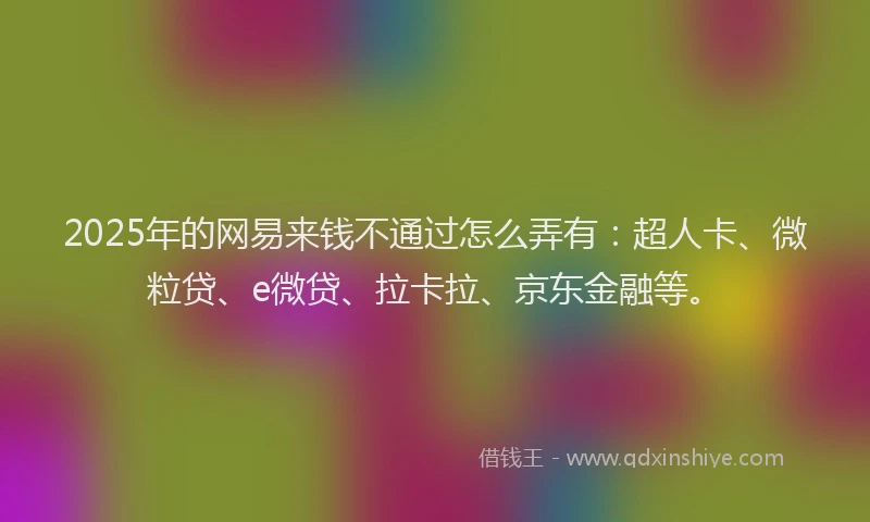2025年的网易来钱不通过怎么弄有：超人卡、微粒贷、e微贷、拉卡拉、京东金融等。