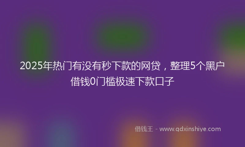 2025年热门有没有秒下款的网贷，整理5个黑户借钱0门槛极速下款口子