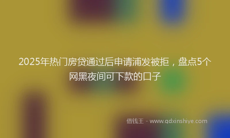 2025年热门房贷通过后申请浦发被拒，盘点5个网黑夜间可下款的口子