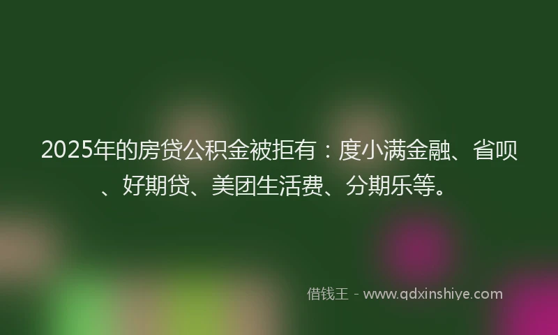 2025年的房贷公积金被拒有：度小满金融、省呗、好期贷、美团生活费、分期乐等。