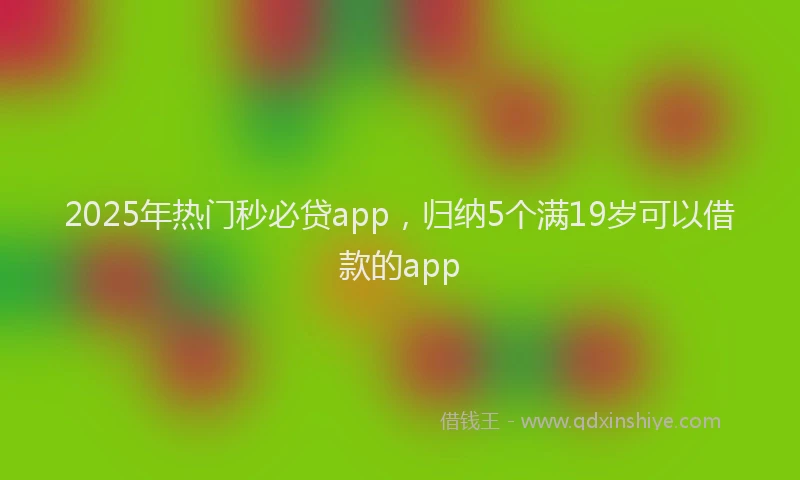 2025年热门秒必贷app，归纳5个满19岁可以借款的app