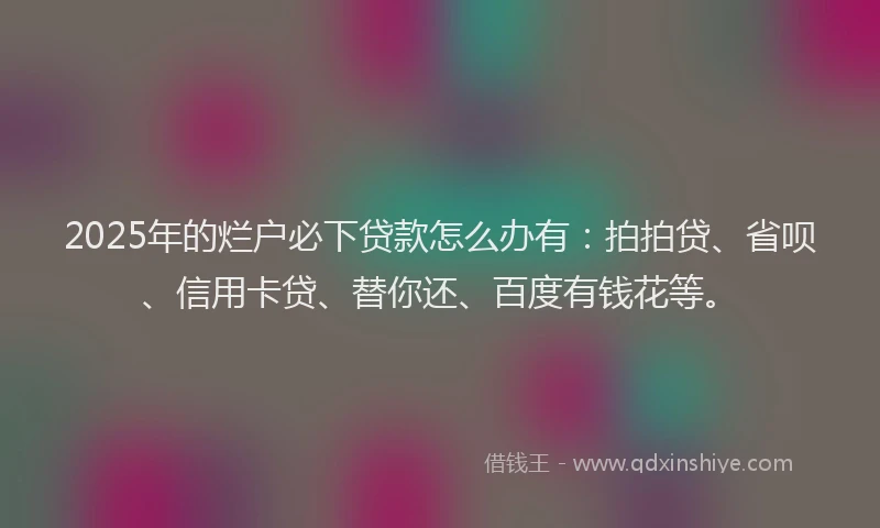 2025年的烂户必下贷款怎么办有：拍拍贷、省呗、信用卡贷、替你还、百度有钱花等。