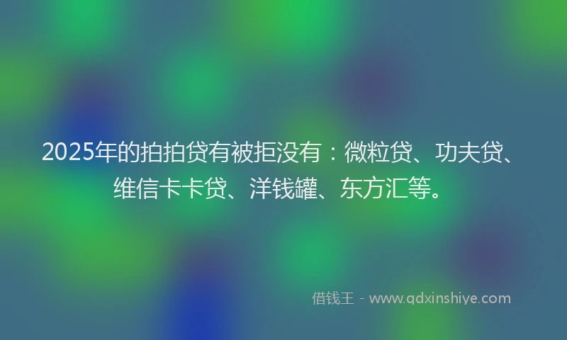 2025年的拍拍贷有被拒没有：微粒贷、功夫贷、维信卡卡贷、洋钱罐、东方汇等。