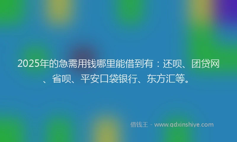 2025年的急需用钱哪里能借到有：还呗、团贷网、省呗、平安口袋银行、东方汇等。