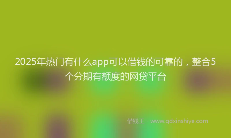 2025年热门有什么app可以借钱的可靠的，整合5个分期有额度的网贷平台