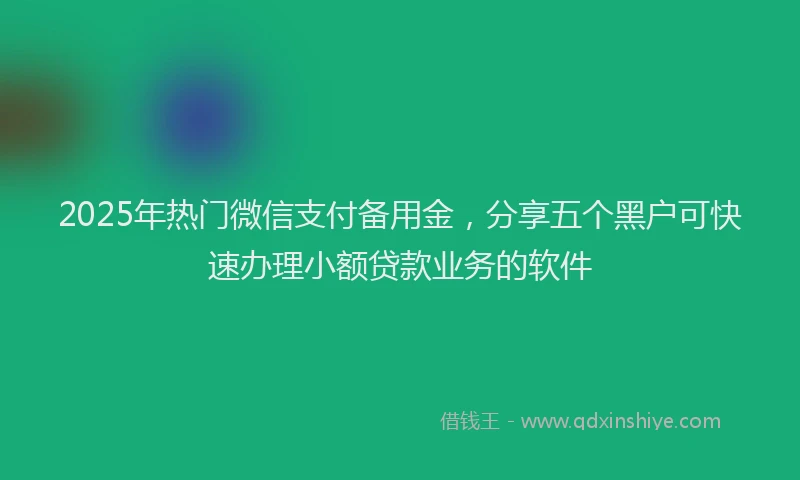 2025年热门微信支付备用金，分享五个黑户可快速办理小额贷款业务的软件