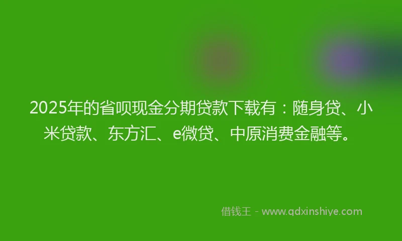 2025年的省呗现金分期贷款下载有：随身贷、小米贷款、东方汇、e微贷、中原消费金融等。