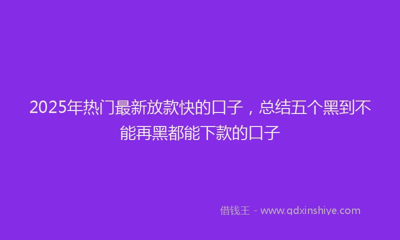 2025年热门最新放款快的口子，总结五个黑到不能再黑都能下款的口子