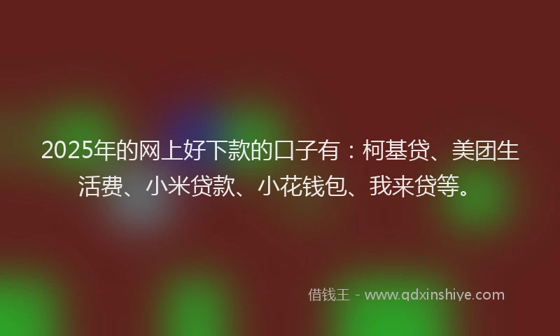 2025年的网上好下款的口子有：柯基贷、美团生活费、小米贷款、小花钱包、我来贷等。