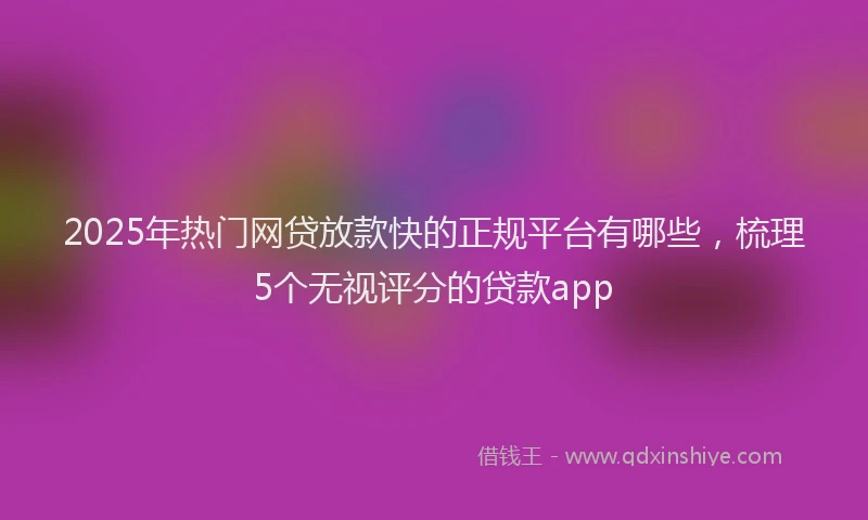 2025年热门网贷放款快的正规平台有哪些，梳理5个无视评分的贷款app
