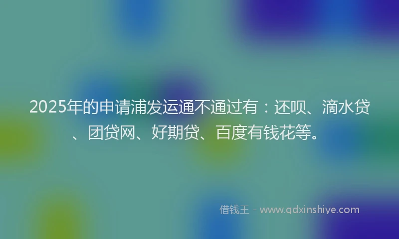 2025年的申请浦发运通不通过有:还呗、滴水贷、团贷网、好期贷、百度有钱花等。