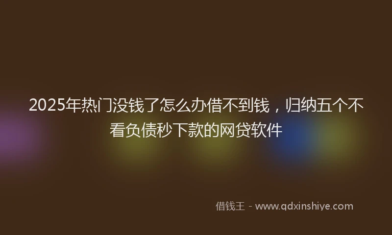 2025年热门没钱了怎么办借不到钱，归纳五个不看负债秒下款的网贷软件